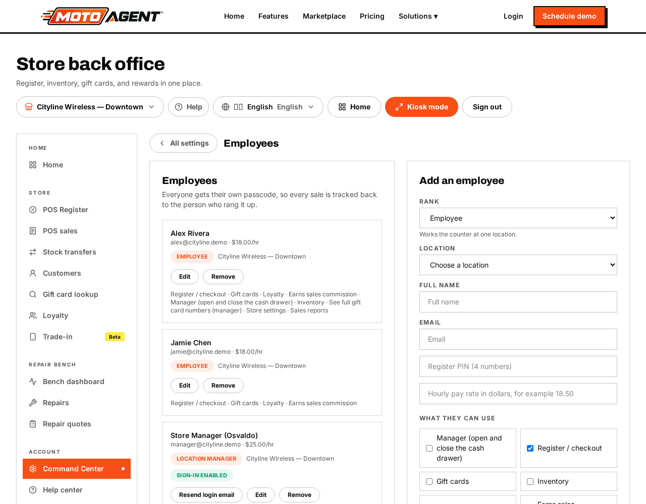 Employees and roles