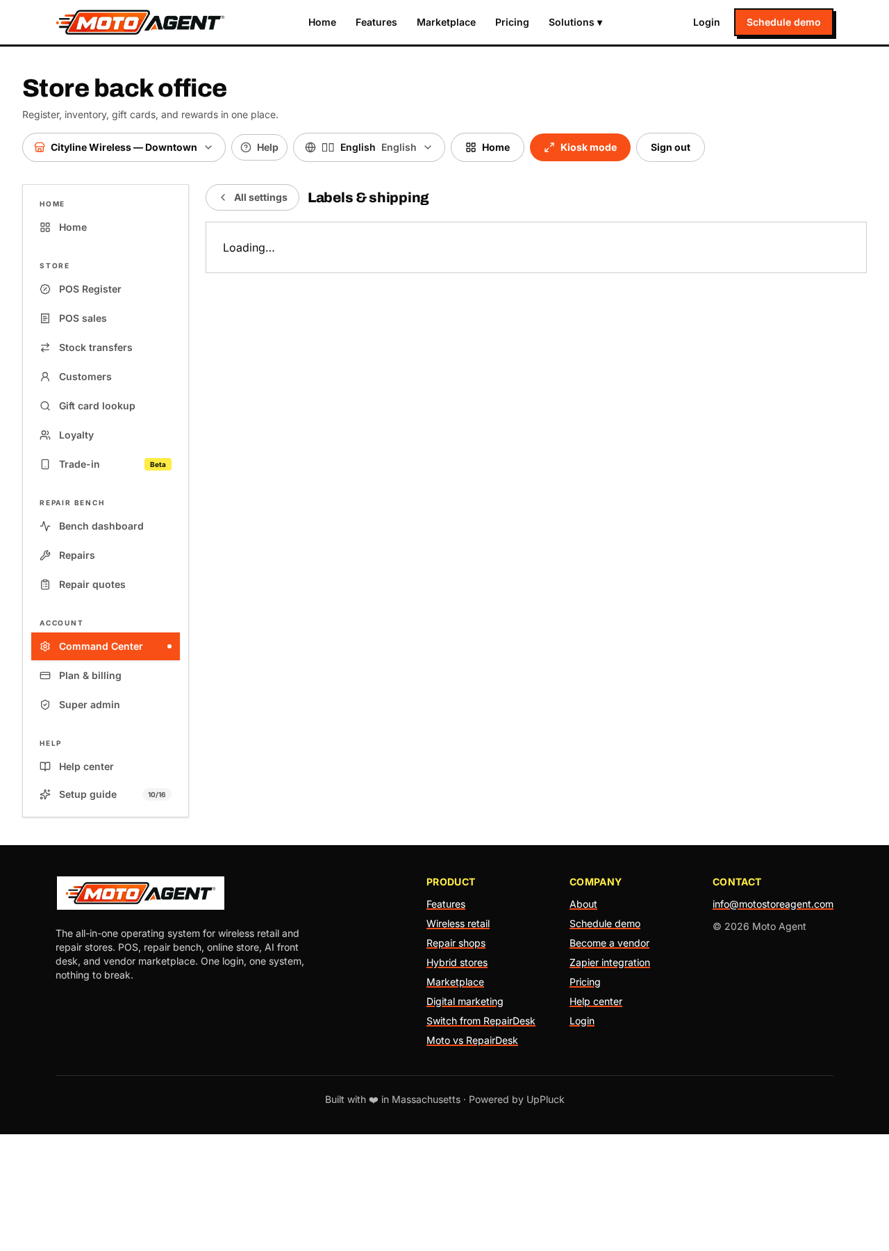 Labels and shipping settings